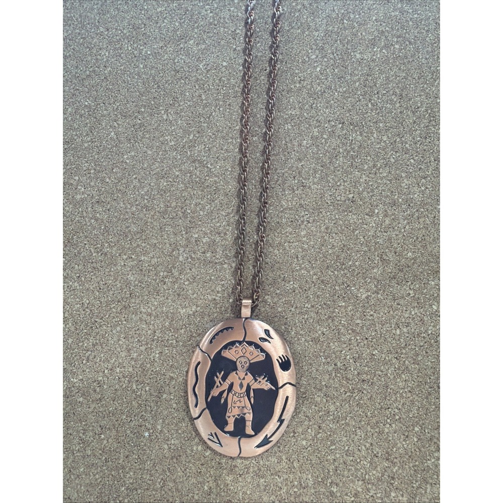 Vintage Solid Copper Dancing Kachina Necklace